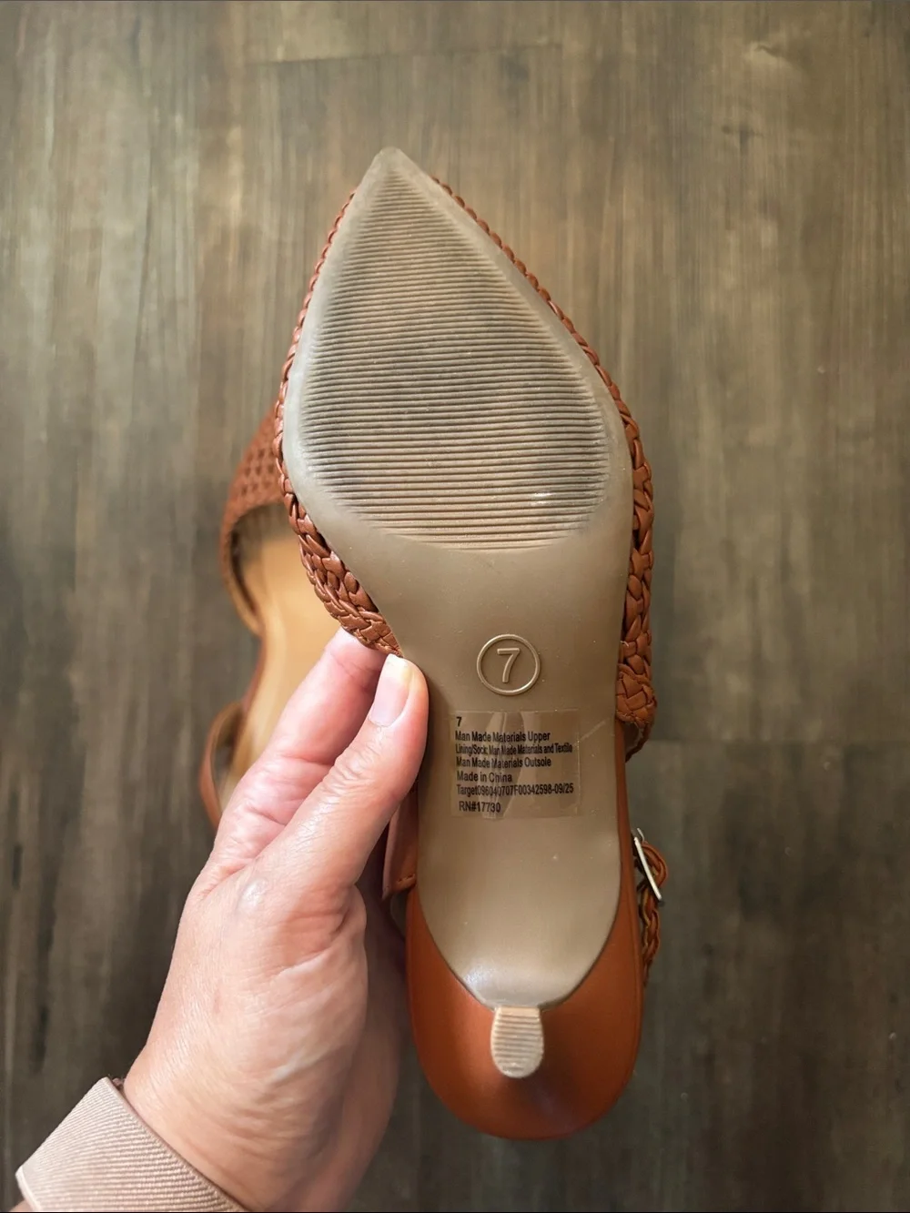 Woven Pointed Slingback Mules - Brown - Picture 4 of 6